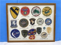 Framed Vintage Crests (16) ASHB, AMMC, MACV, etc