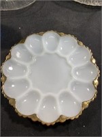 Vintage Anchor Hocking Milk Glass Deviled Egg