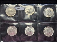 (6) 1965-1969 40% Silver Kennedy Half Dollars