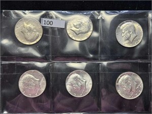 (6) 1965-1969 40% Silver Kennedy Half Dollars