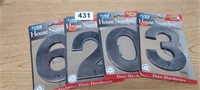 (4) HOUSE NUMBERS, NEW IN PACKAGES