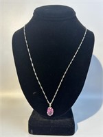 Sterling Pink Sapphire Necklace
