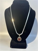 Sterling Red Agate Necklace