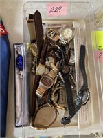 Assorted watches, slide rule