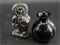 Lot with small bud vase and a resin cast Native Fi