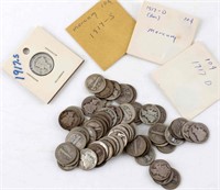 59 1917 MERCURY SILVER DIME COIN LOT PDS