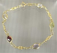 18K gold bracelet set with multi-colored semi