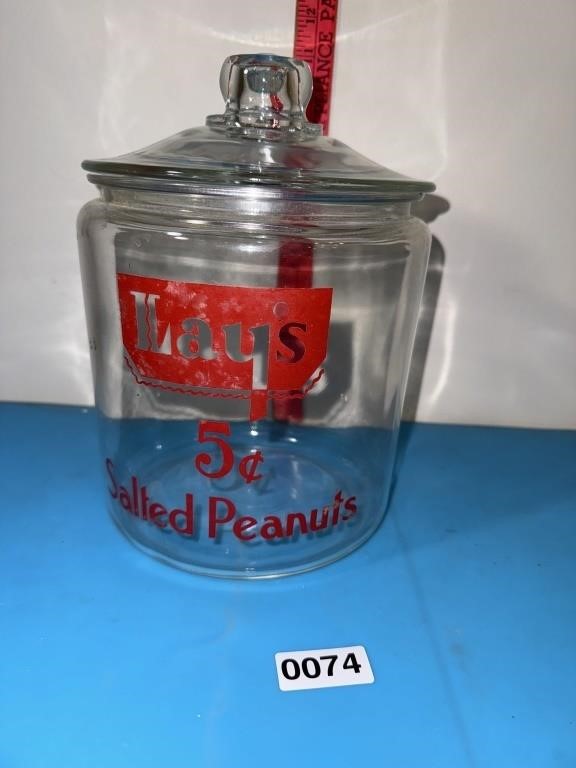 Vintage Lay’s 5c Salted Peanuts Glass Jar With Lid