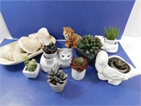 Home D?cor Lot--Small Planters, Artificial Cacti,