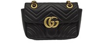 GG Black Matelasse Quilt Leather Half-Flap Bag