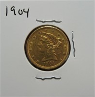 1904 $5 gold Liberty