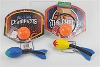 2 Mini Basketball Hoop Sets / 2 Foam Rockets