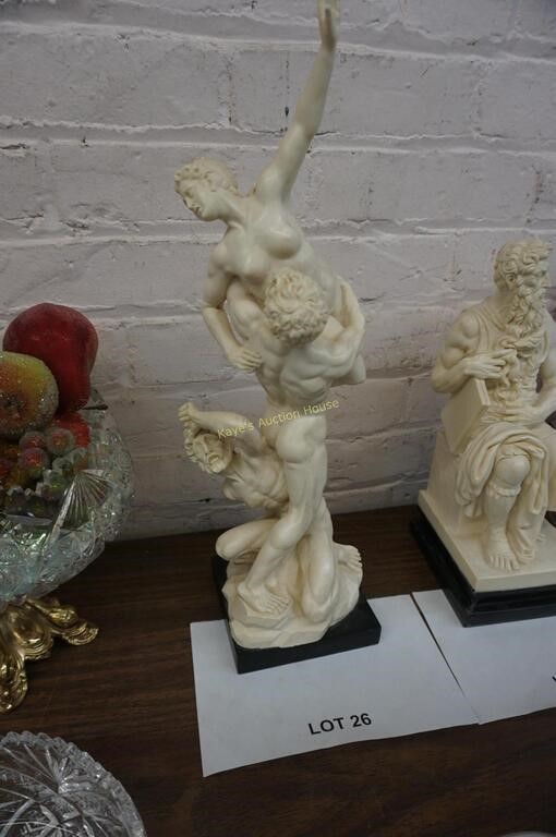 Santini statue of two men & a woman, 19" tall