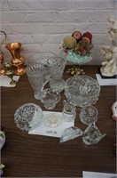 several pieces of cut crystal-3-bowls, 2-vases,