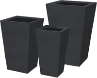 Kante 24.4",18.5",15.7" H Concrete Planters, Black