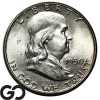 1950 Franklin Half Dollar, Lustrous Choice BU