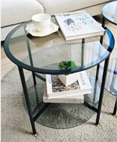 Artloge Tempered Glass End Table: Low Modern Side