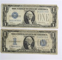 (2) $1 FUNNY BACK SILVER CERTIFICATES