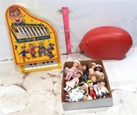 Howdy Doody Piano, Pig Bank, & Dolls