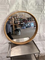 Large Wooden Round Mirror