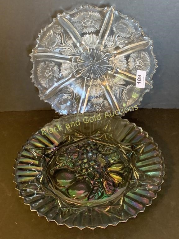 2 Vintage Glass Dining Plates