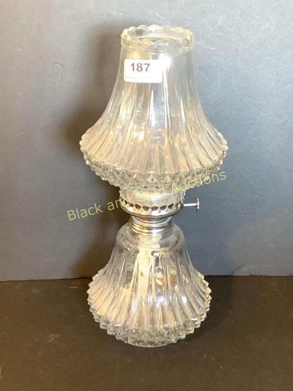 13 inch tall glass oil lamp