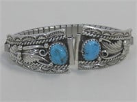 Sterling Silver Watch Bracelet W/Turquoise