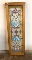 LEADED STAIN GLASS IN WOOD FRAME 16W x 2D x 48H