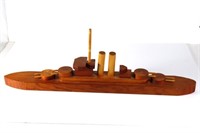 Large Handmade Wood Battleship Toy