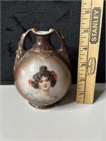 Antique German Lady Portrait Vase