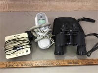 Binoculars and landline phone
