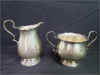 Sterling silver creamer & sugar bowl