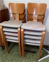 10 Retro Stackable Oak Vinyl Covered Seats Chairs
