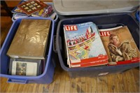 2 Tubs Time Life Magazines, Antique Books, Etc