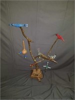 Handcarved bird tree sculpture