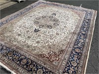 Pink and blue silk rug