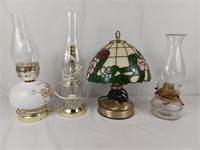 Electric oil lamps and stained glass lamp