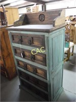 58.5"x33"x19" Turquoise 5 Drawer Wood Chest