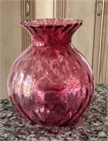 5.5" cranberry glass vase