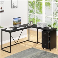 HSH L Shaped Desk  Wood  Black  59 Inch.