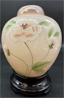 Fenton Hp Camellia Sunset Over Ginger Jar #473 By