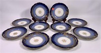 Limoges cake plates - H&Co., Flo blue with gold
