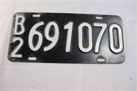 Black vintage license plate