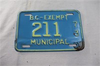 Blue British Columbia license plate