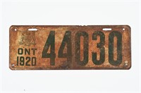 1920 ONTARIO LICENSE PLATE