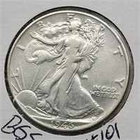 1946 WALKING LIBERTY HALF DOLLAR AU