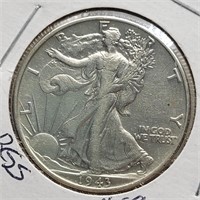 1943 WALKING LIBERTY HALF DOLLAR AU