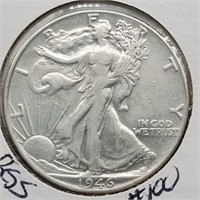 1946 WALKING LIBERTY HALF DOLLAR AU