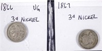 1866 & 1867 Three Cent Nickels