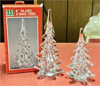 Two Vintage Glass Christmas Trees